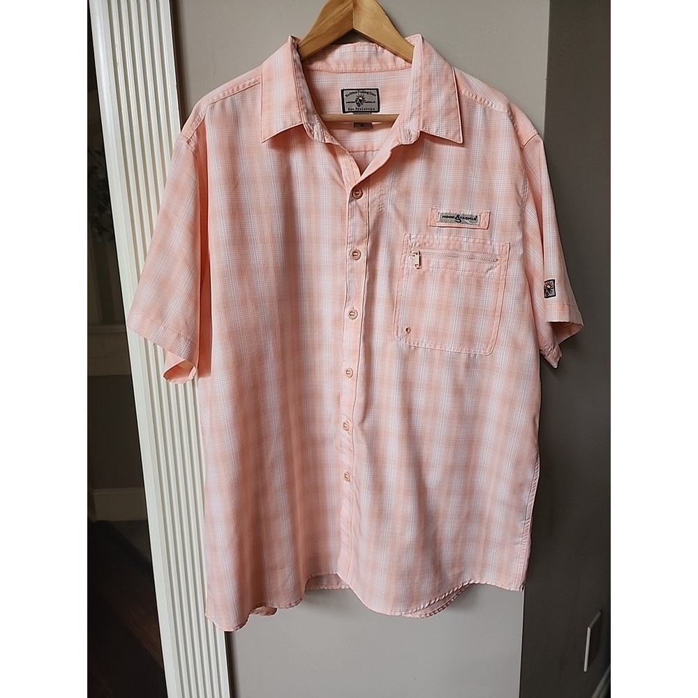Hook And Tackle Shirt Size XL Fishing Vented Short Sleeve Button Down Mens SPF